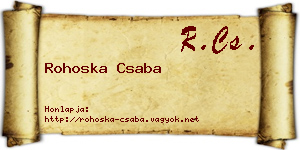 Rohoska Csaba névjegykártya